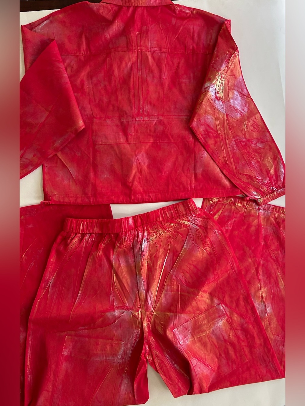 New cherry Mellow Women's Red Paint-Effect Track Joggers size M set - Picture 7 of 9